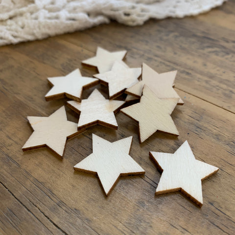 Unfinished Wood Stars (10) - 1" Inch