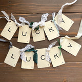Lucky Banner, Vintage Playing Card Garland, St. Patrick's Day Decoration