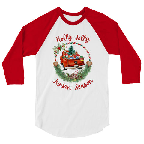 Holly Jolly Junkin' Season - 3/4 sleeve shirt - Red