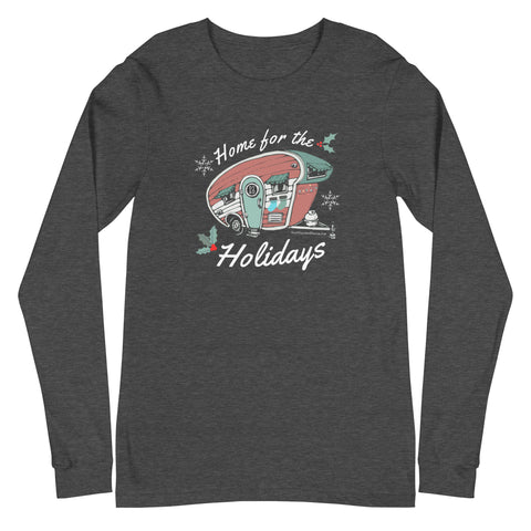 Home for the Holidays Camper - Unisex Long Sleeve Tee - Heather Gray