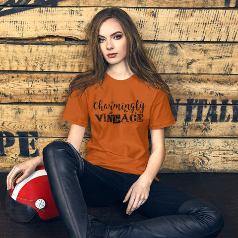 Charmingly Vintage Burnt Orange Unisex Short Sleeve T-shirt