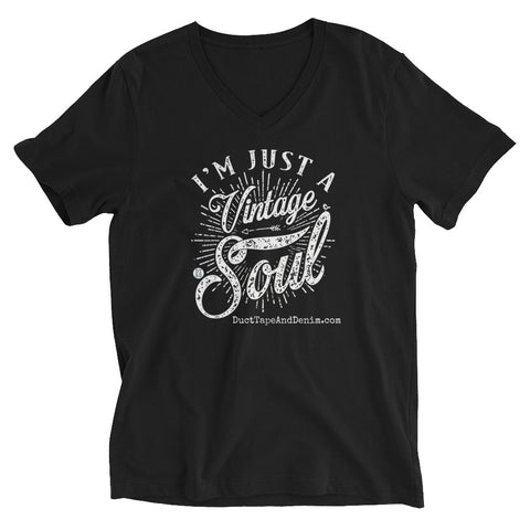 I'm Just a Vintage Soul - Unisex V-Neck T-Shirt - Black