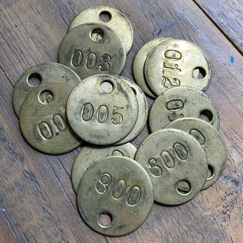 Small Round Brass Number Tag, 1"